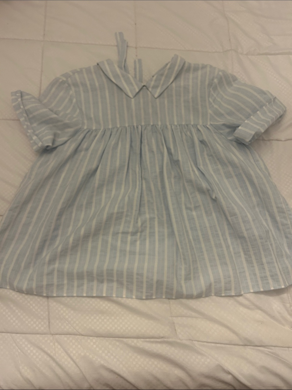 Zara' Blue & White Striped Peter Pan Collar Blouse Medium